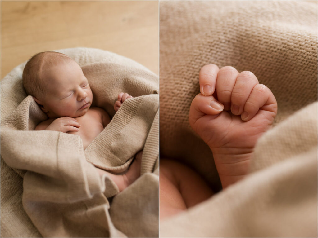 Authentische Neugeborenenfotografie warm und geborgen